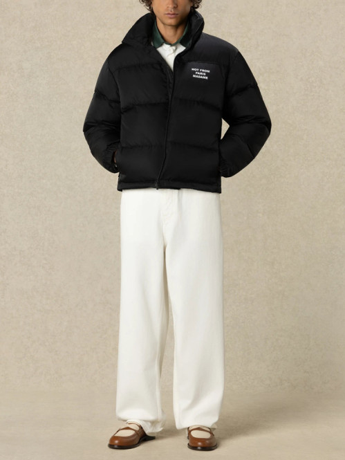 Slogan puffer jacket black 