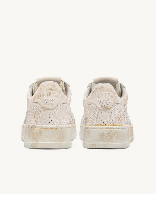 Medalist low suede strass white 