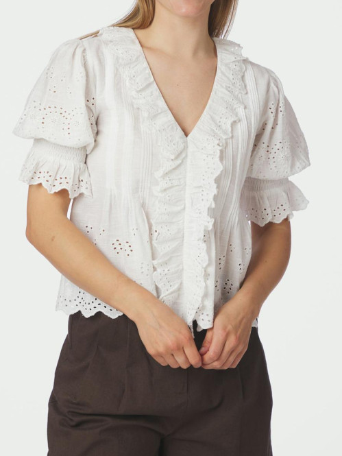 Talise emb blouse white 