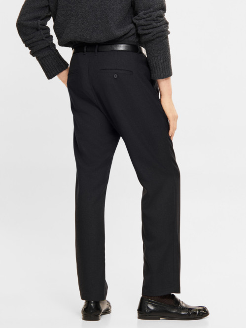 Tapered pleated melange pants black mel 