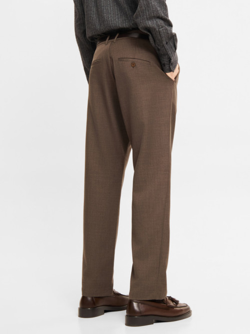 Tapered pleated melange pants brown mel 