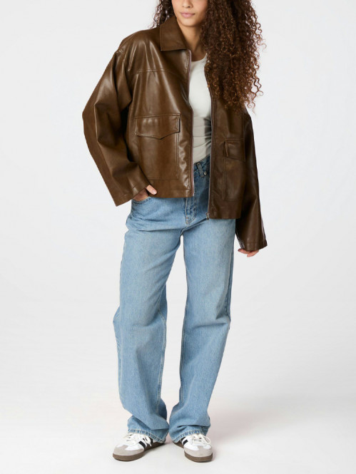 Titan faux leather jacket lt brown XS