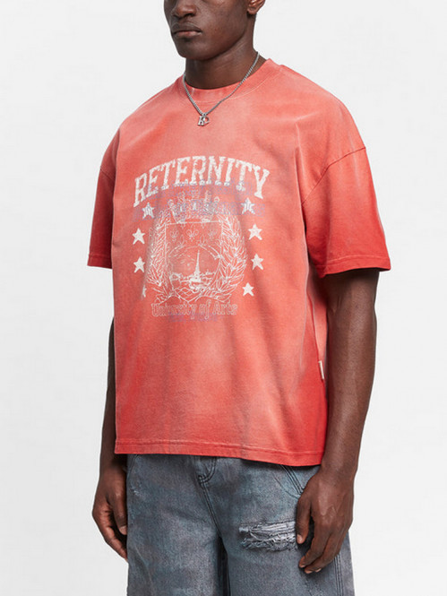University t-shirt bleached red 