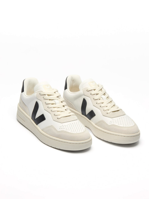 V-90 leather sneaker white black 