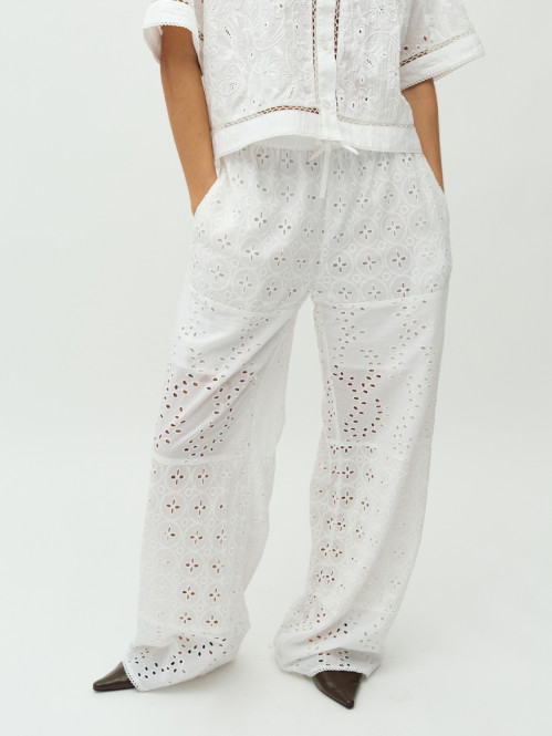 Viljane-m embroidery pants white 