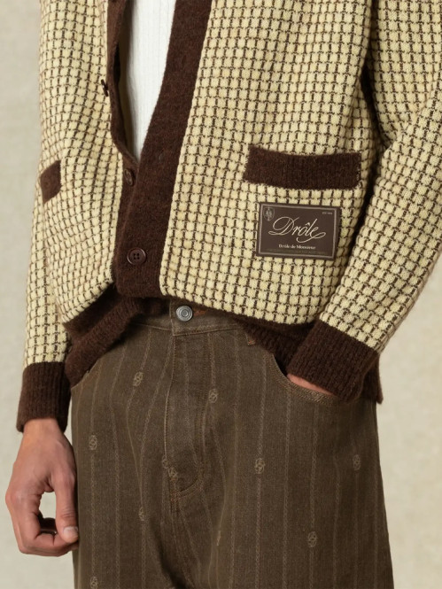 Waffle knitwear cardigan yellow 