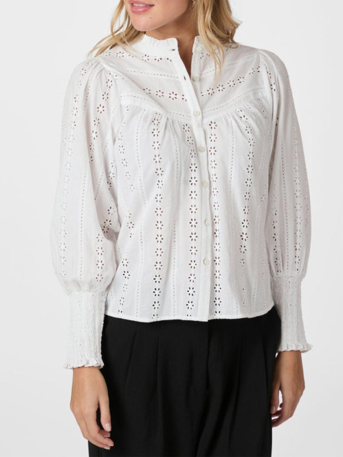 Wenna embroidery blouse white S