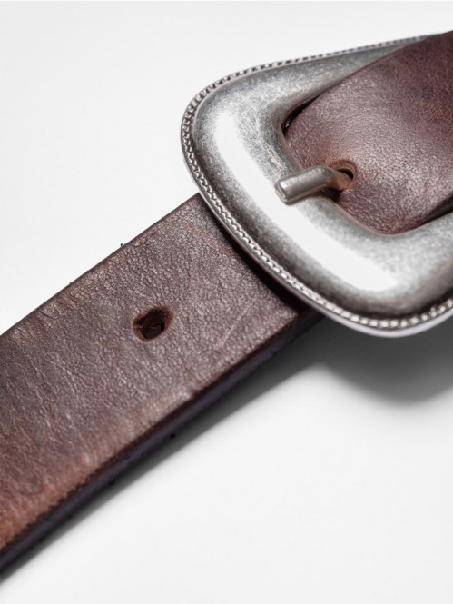 Western silver belt dark brown 