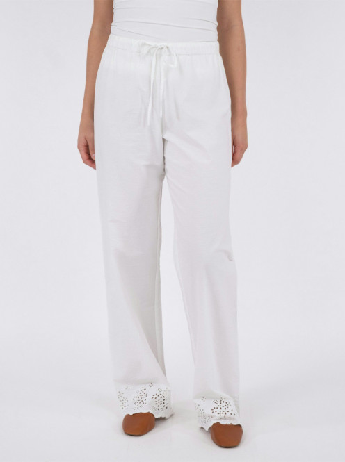 William embroidery pants white M