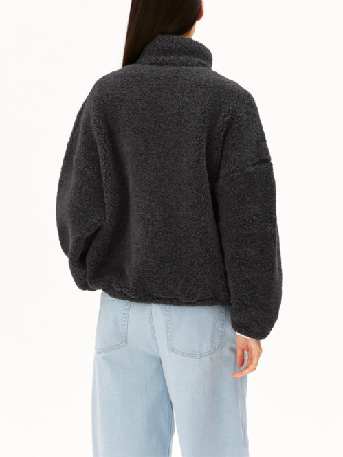 Wool blend fleece jacket steel mel 