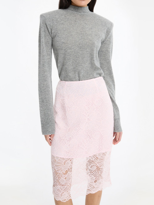 Wool bow ls top frost grey 