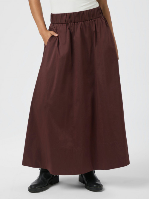 Yara long poplin skirt burgundy 