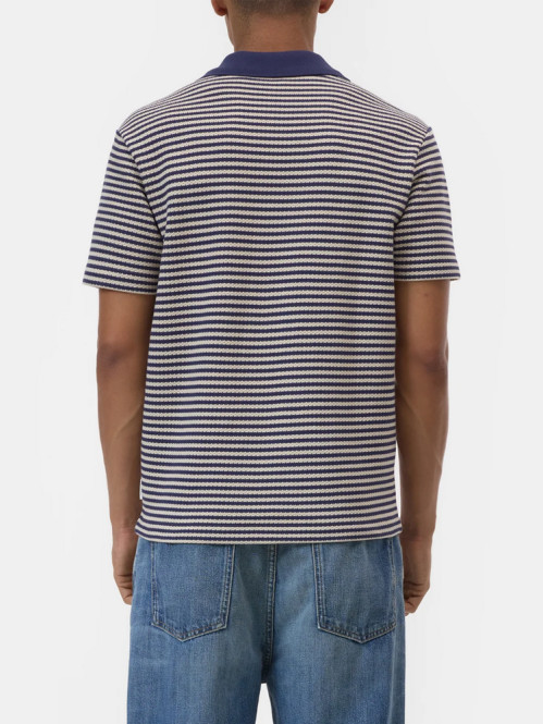Zipped knit polo dark night 