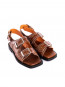 Embroidered western sandals tigers eye 
