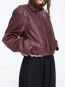 Boxy square leather jacket deep mahagony 