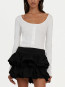 Buttoned longsleeve top bright white S