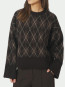 Kick check knit blouse dark brown 