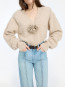 Knit flower cardigan oxford tan 