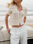 Marisini stitch polo knit top off white 