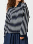 Sara stripe polo blouse navy 