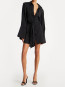 Satin tie shirt dress black 