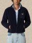 Slogan zipped sherpa jacket navy 