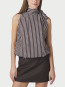 Veda wide stripe top dk brown 