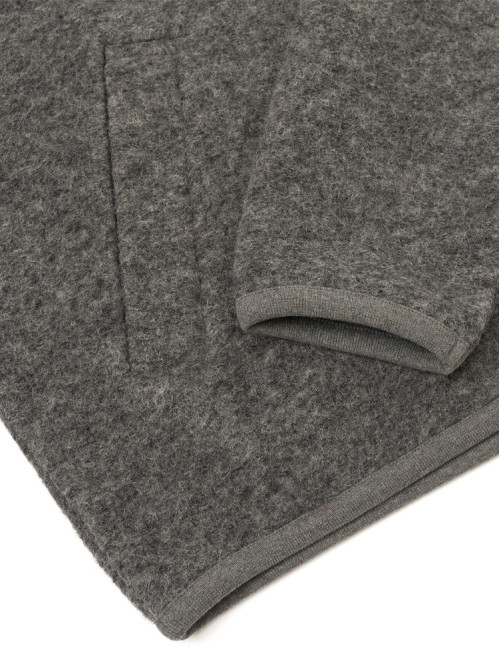 Zip bomber wool fleece jacket grey marl 