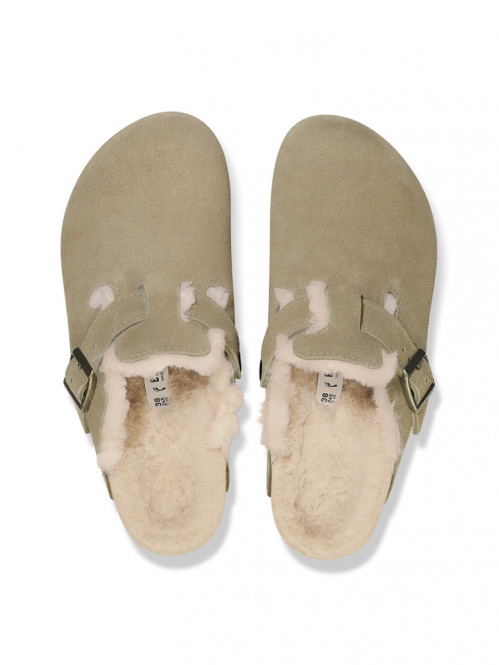 Boston shearling suede sandals taupe 