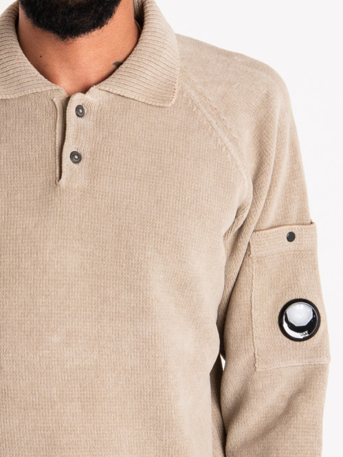 Chenille cotton polo knit vin khaki 