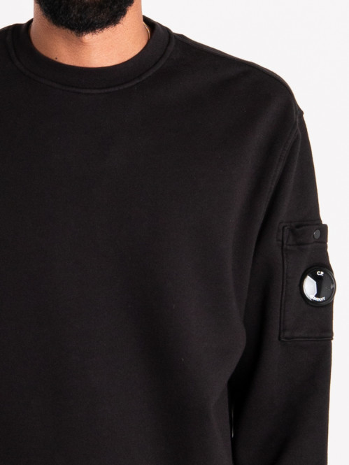 Cotton fleece crew neck black 