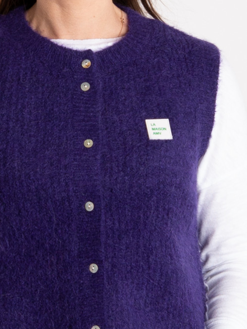East 19m cardigan violet chine M