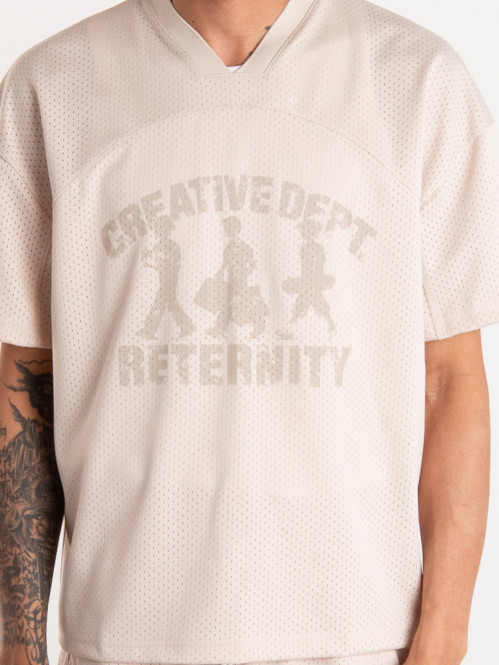 Creative dept logo mesh t-shirt cream 