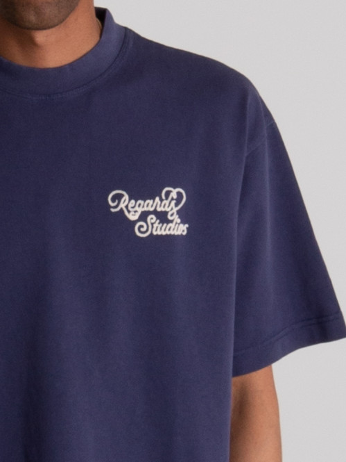 Heart icon front chainstitch t-shirt greystone washed 