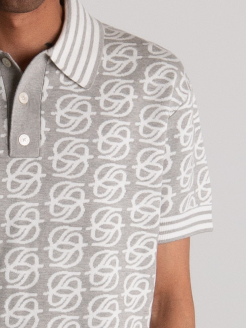 D mirror monogram knit polo shirt grey 