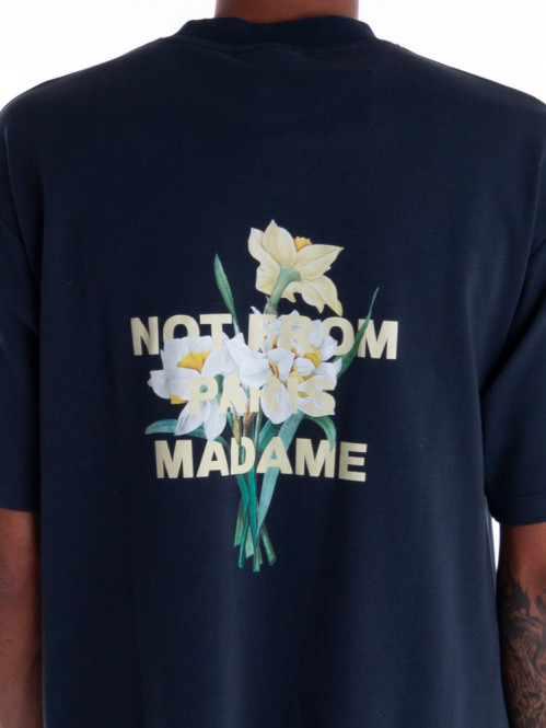 Le t-shirt slogan fleur navy 