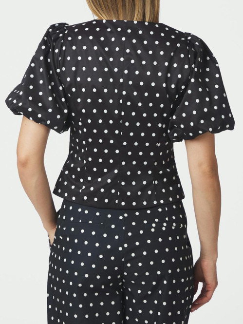 Anela dot blouse black 