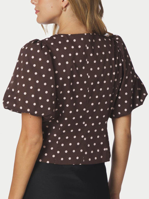 Anela dot blouse brown 