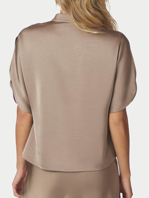 Anelle heavy sateen blouse dark taupe 