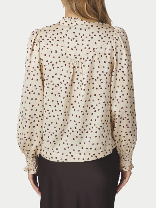 Astrida flower jaquard blouse creme 