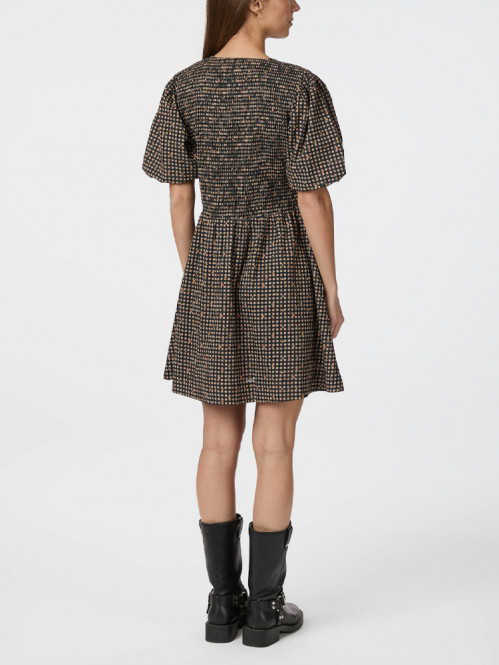 Auda check smock dress black L