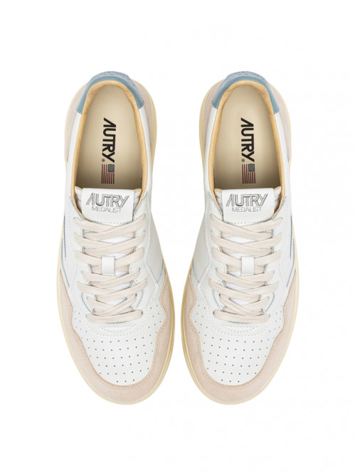 Medalist wmns sneaker suede white slv blue 