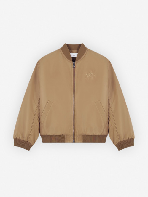 Bomber in nylon with logo jacket taupe 