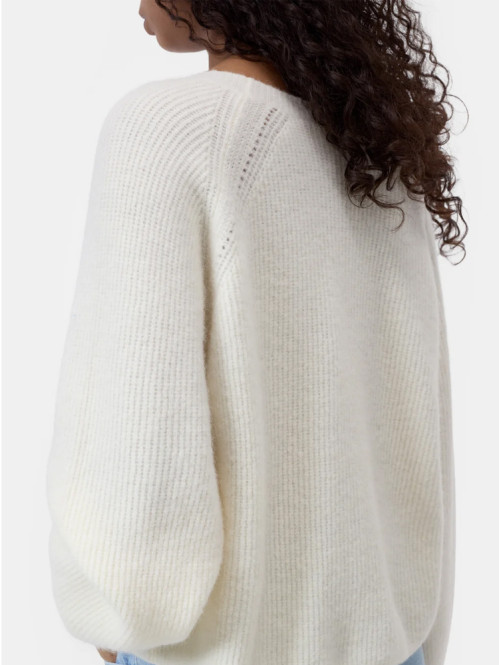 W knit crew neck pullover whipped S