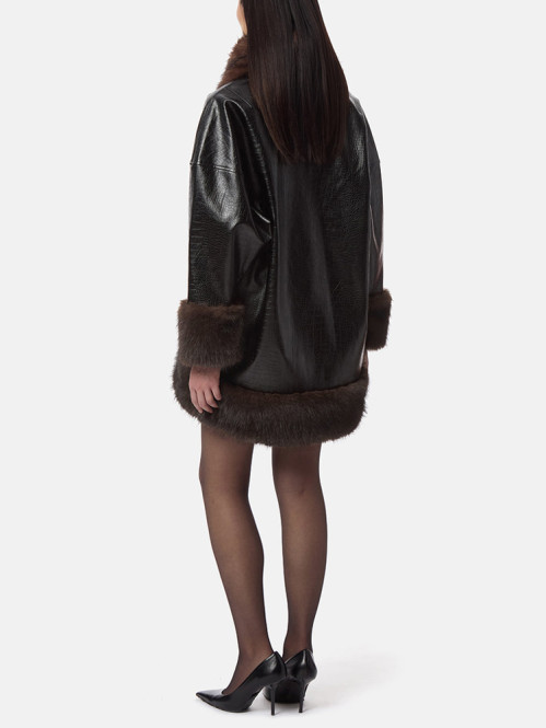Carrie croc coat black 