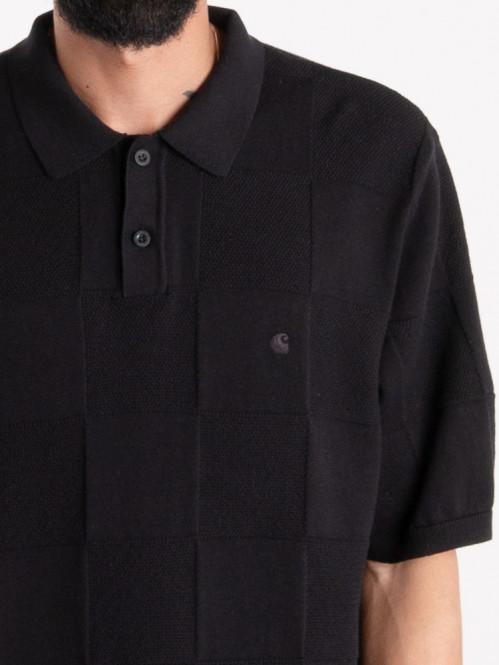 SS checker polo shirt black 