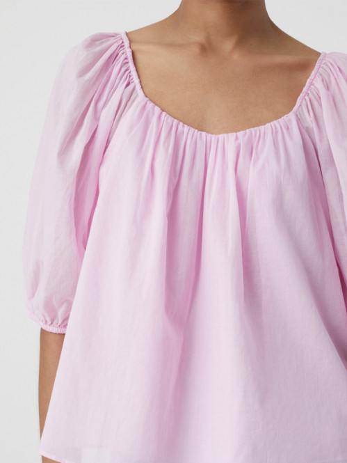 Puff sleeve blouse dahlia pink 