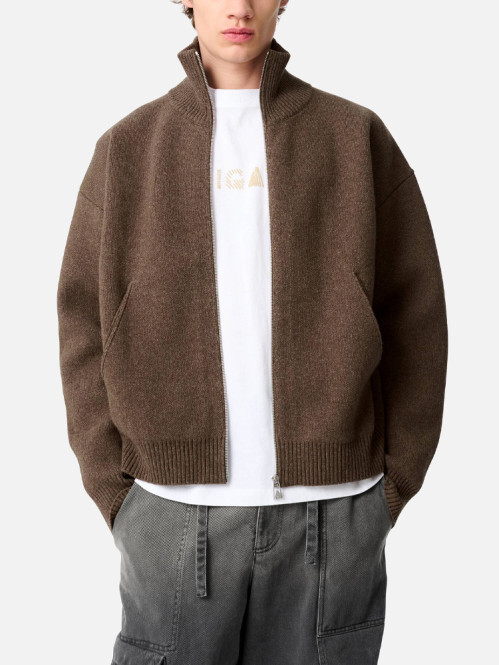 Core zip-up sweater dk brown 
