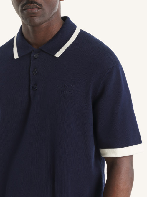 Cotton knitted comfort polo shirt navy 