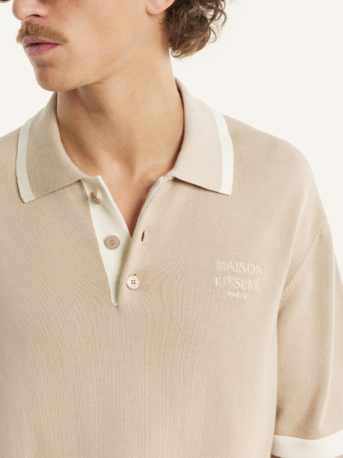 Cotton knitted comfort polo shirt r almond 